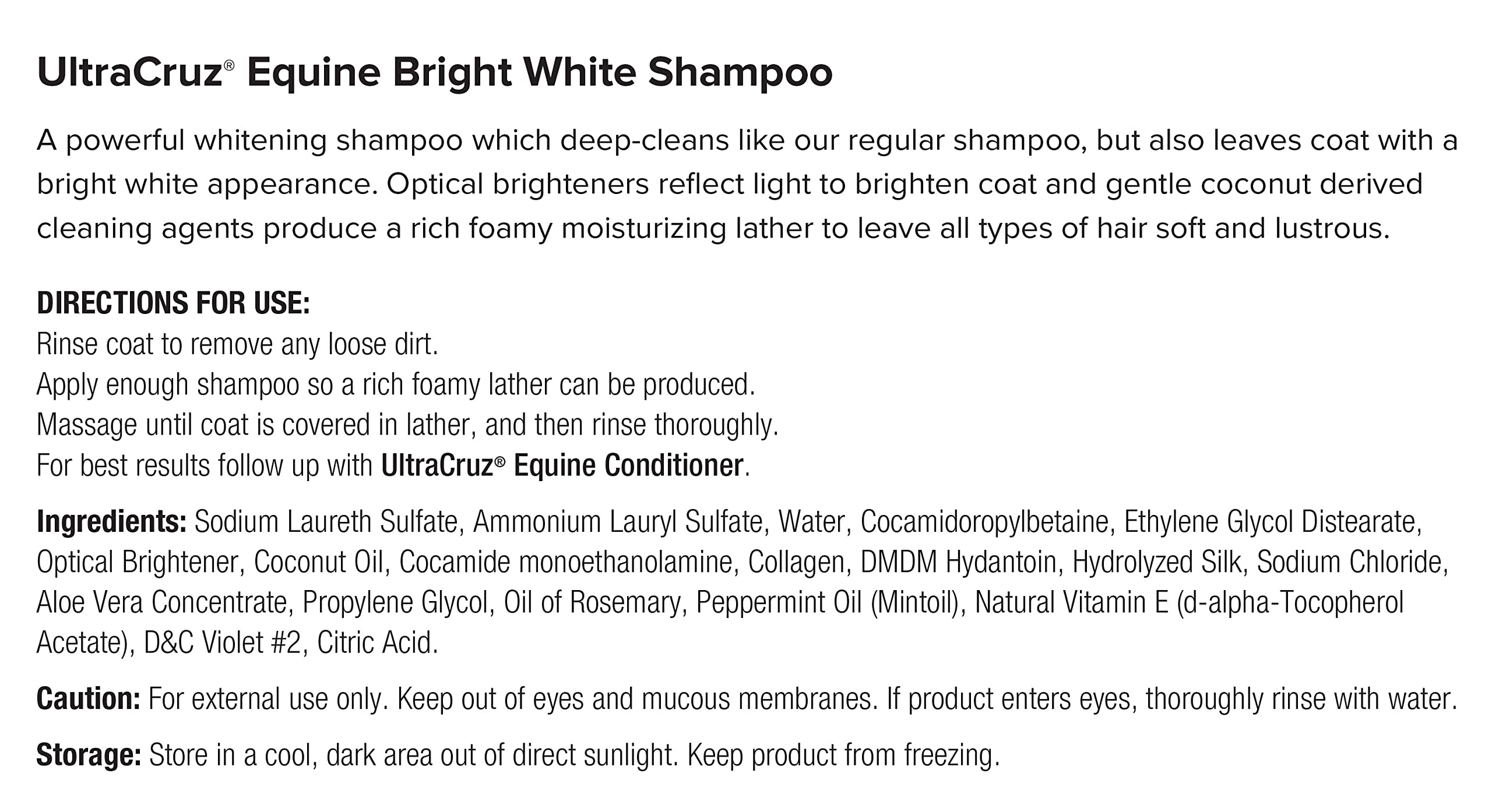Ultracruz - Sc-516943 Equine Bright White Horse Shampoo And Conditioner Bundle, 32 Oz Each